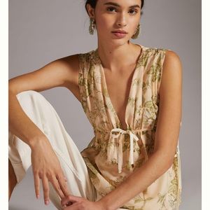 NWT Anthropologie Mon Renn Sleeveless Neutral Motif Blouse Size XS